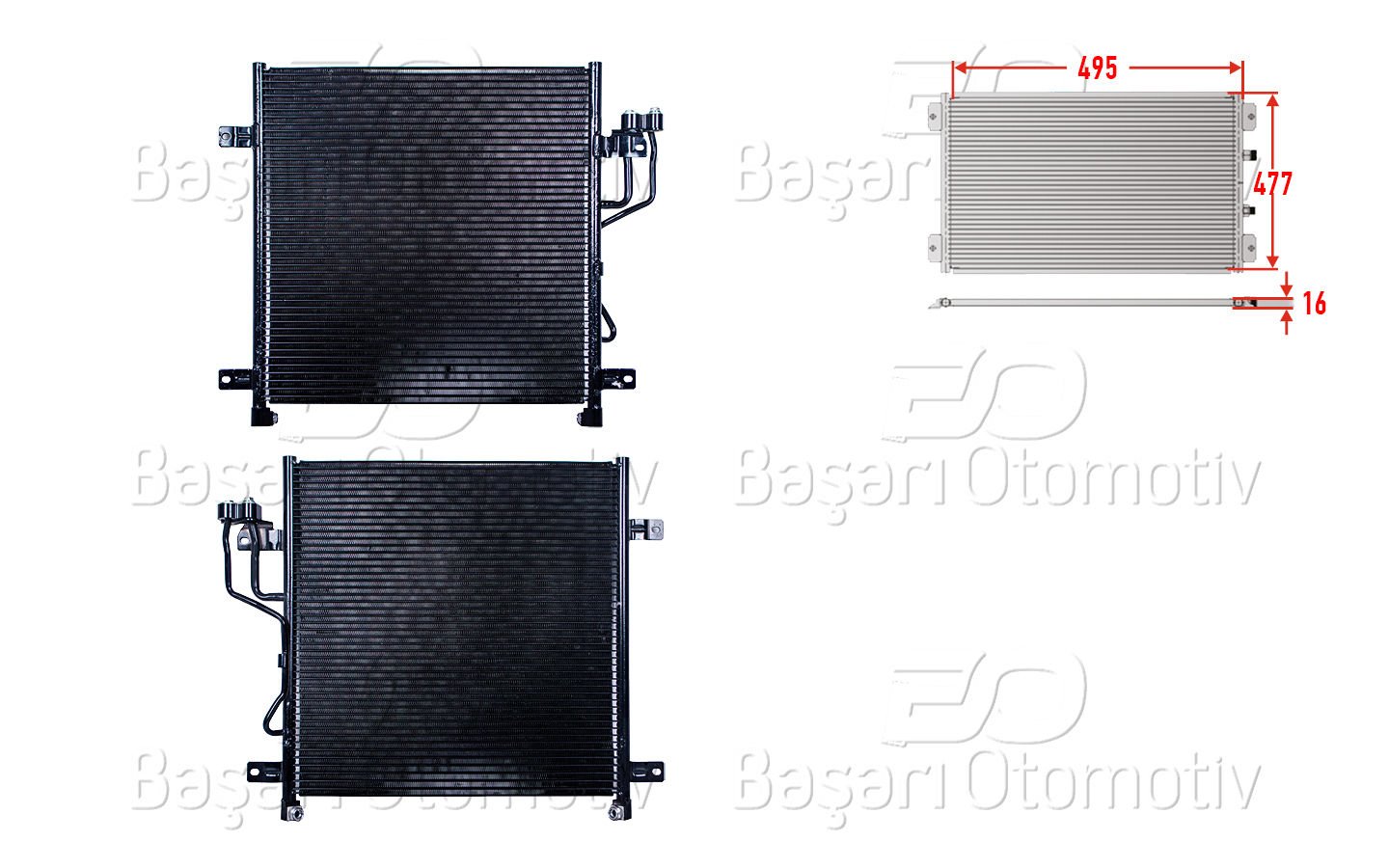 KLIMA RADYATORU 495X477X16 | JEEP CHEROKEE LIBERTY 2.5CRD 2.8CRD 02-07 | WISCO