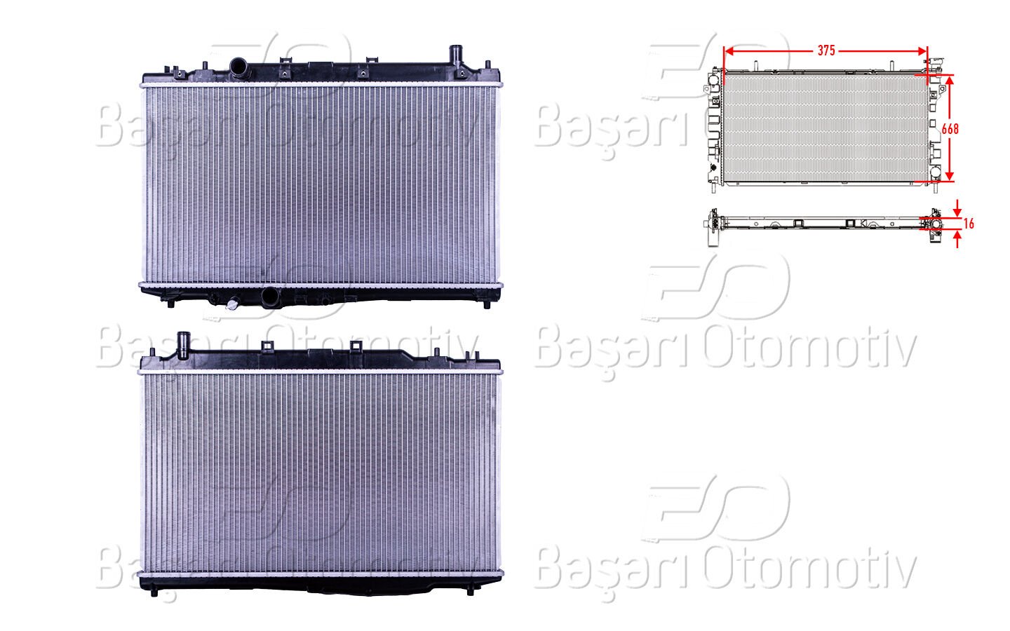 SU RADYATORU BRAZING MT 375X668X16 | HONDA HR-V 1.5i 15-18 | WISCO