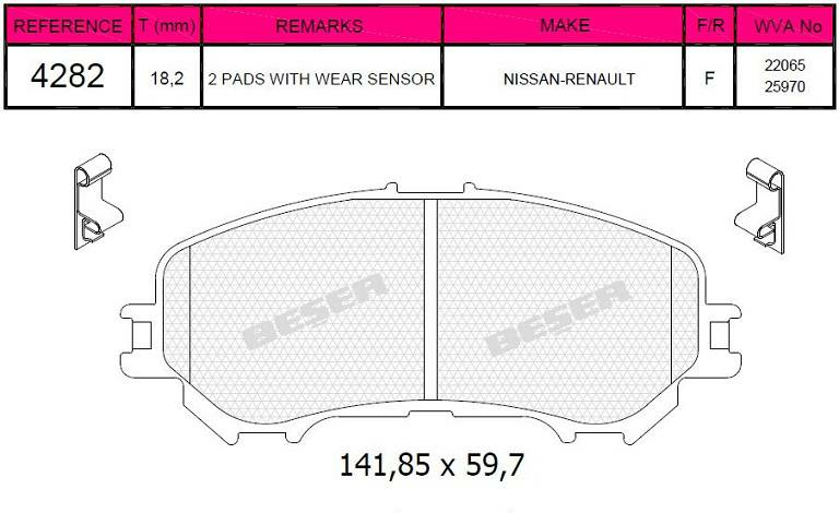 ON FREN BALATASI  NISSAN QASHQAI 2013 > KADJAR 15> WVA 22065
