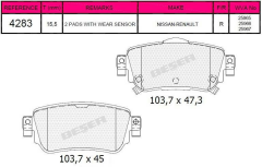 ARKA FREN BALATASI   WVA 25965 NISSAN QASHQAI 14> X-TRAIL 14> RENAULT KADJAR