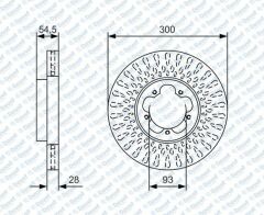 FREN DISKI ON HAVALI 300mm TRANSIT V347 2.2TDCI 2.4TDCI 06->