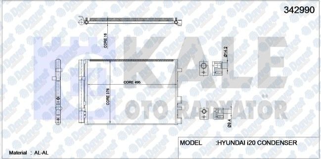 KLIMA RADYATORU HYUNDAI I20 1.4 CRDI-1.6 CRDI 08-> AL/AL KURUTUCU ILE