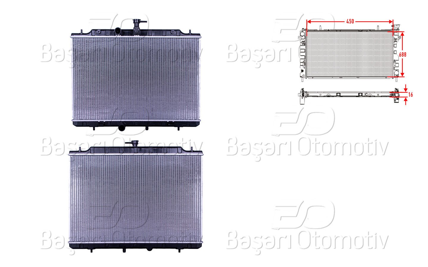 SU RADYATORU BRAZING MT 450X688X16 MM | NISSAN XTRAIL T31 2.0I. 2.5I 07-13 | WISCO