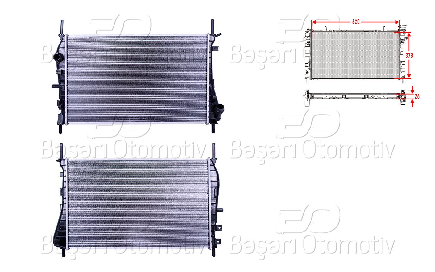 SU RADYATORU BRAZING MT 620X378X26 MM | FORD MONDEO 2.0TDCI 00> | WISCO