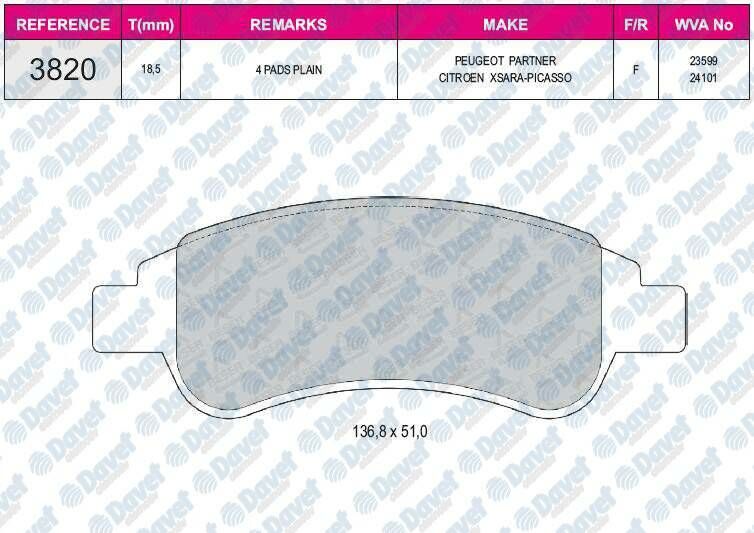 FREN BALATASI ON WVA 24101 PARTNER P307 1.4HDI BERLINGO 02-> DUCATO III ARKA