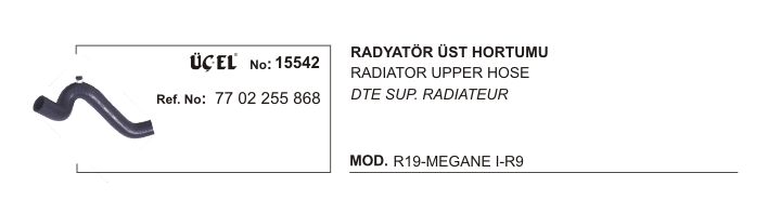RADYATÖR HORTUMU ÜST 71159 1401 MEGANE R19 1.6 8V