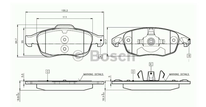 ON FREN BALATASI  WVA 24538 FISSIZ PARTNER 1.4I 1.6 16V TEPE PICASSO 1.6 16V C5 C4 PICASSO 1.6HDI 110 2008>