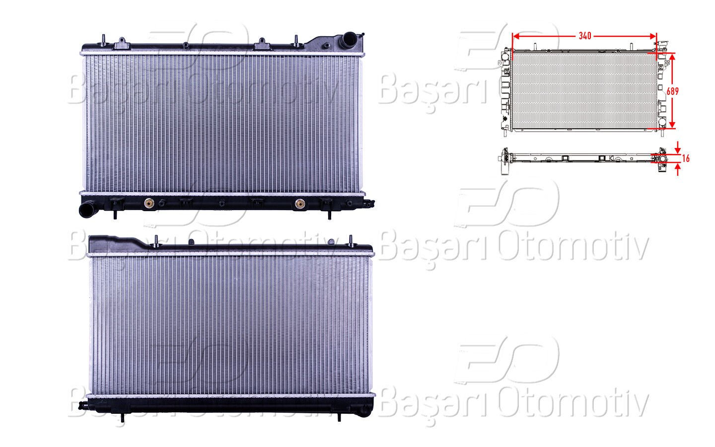 SU RADYATORU BRAZING AT 340X689X16 | SUBARU IMPREZA 99-01. FORESTER 98-02 | WISCO