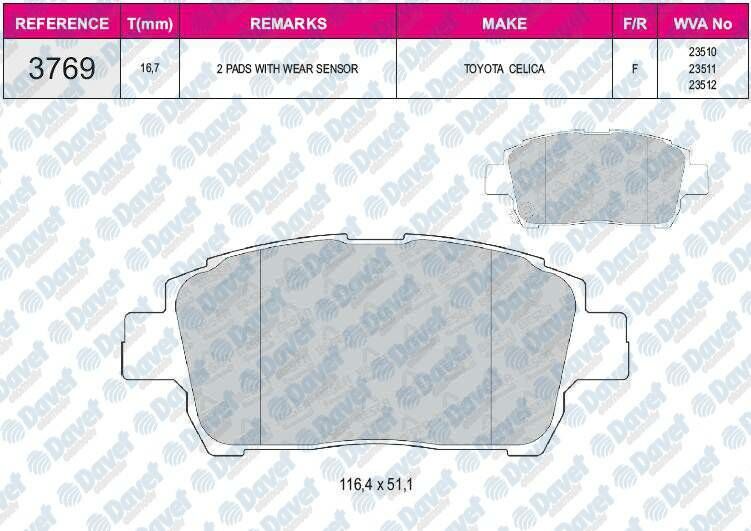 FREN BALATASI ON SHIMLI VWA 23510 TOYOTA YARIS 01-05