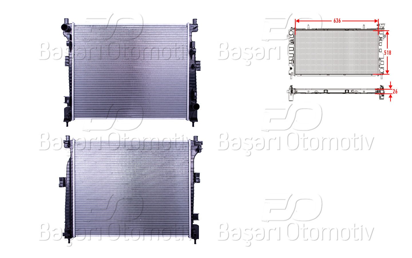 SU RADYATORU BRAZING MT 636X518X26 | JEEP GRAND CHEROKEE (WK) 3.0 CRD-3.6 V6 10> | WISCO