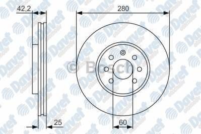 FREN DISKI ON HAVALI 280MM 4 BIJON ASTRA F CLASSIC 03-05 ASTRA H 04-> COMBO 01-> MERIVA 03-10 E.NO:0986479077