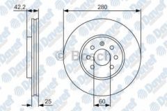 FREN DISKI ON HAVALI 280MM 4 BIJON ASTRA F CLASSIC 03-05 ASTRA H 04-> COMBO 01-> MERIVA 03-10 E.NO:0986479077