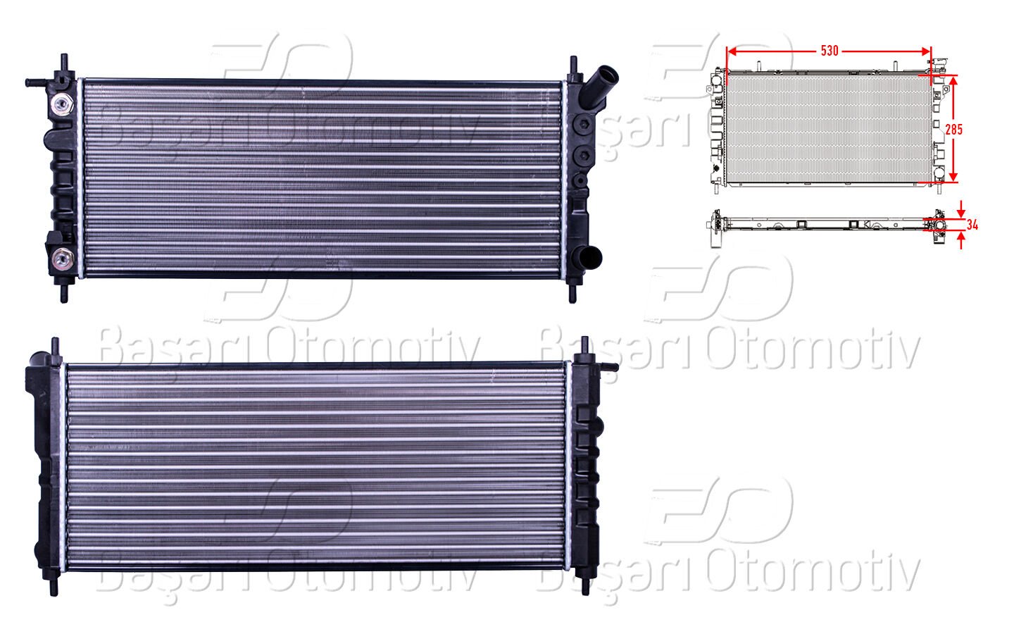 SU RADYATORU MEKANIK AT 530X285X34 | OPEL CORSA B 1.2 OTOMATIK ZINCIRLI MOTOR 97> | AUTOLUX