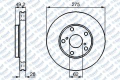 FREN DISKI ON HAVALI 275mm LEXUS ES 90>97 AVENSIS VERSO 01>09 CAMRY 90>96 PREVIA 00>06