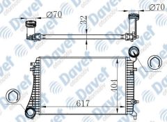TURBO RADYATORU INTERCOOLER CADDY III A3 JETTA III TOURAN GOLF V ALTEA LEON TOLEDO PASSAT 1.9/2.0TDI 04>10 617X406X32 AT/MT SANZUMAN