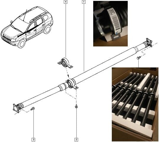 KARDAN MİLİ + DİNGİL ARA TAKOZ KOMPLE 320003602R DUSTER (370002820R-397740385R)