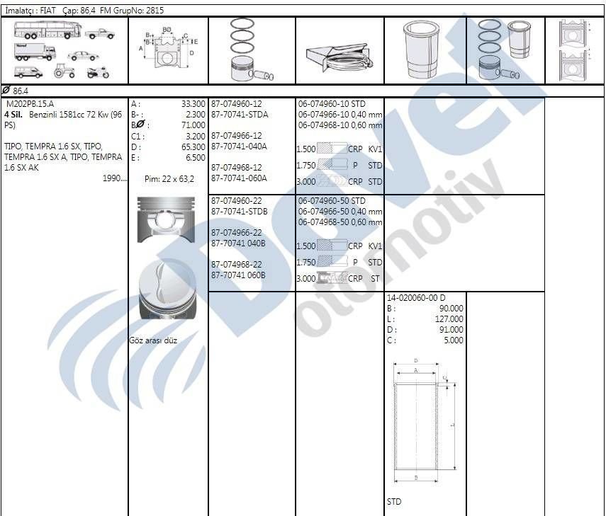 MOTOR SEGMAN 0.60 FIAT TEMPRA SLX 1.6