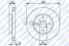 FREN DISKI ON HAVA KANALLI 258mm  TOYOTA YARIS 1.0 1.3 1.4D4D 06-11