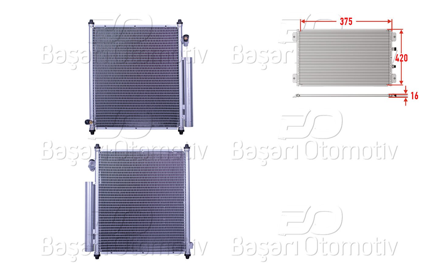 KLIMA RADYATORU 375X420X16 | HONDA JAZZ 1.2. 1.4 02-04 | WISCO