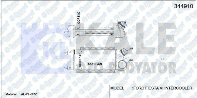 TURBO RADYATORU INTERCOOLER FIESTA 1.6 TDCI 08=> MEK AC+/- AL/PL/BRZ   ####