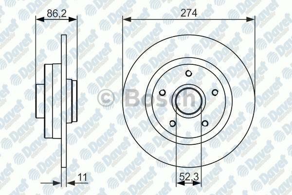 FREN DISKI ARKA 274MM RENAULT SCENIC III 1.4 1.6 2.0 2.0DCI 09-> RULMANSIZ DOLU