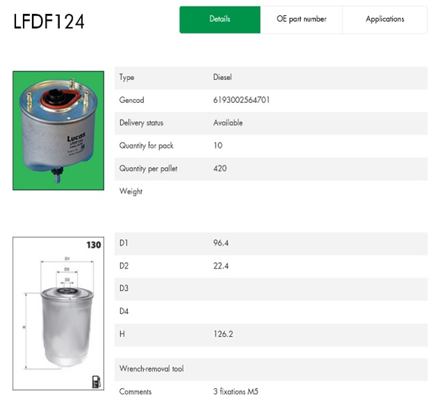YAKIT FILTRESI P206- P301-P 308-P508- P3008- P5008- PARTNER TEPEE - C-ELYSEE- C3- C4- C5 BERLINGO 10> 1.6 HDI DV6C DV6DTED