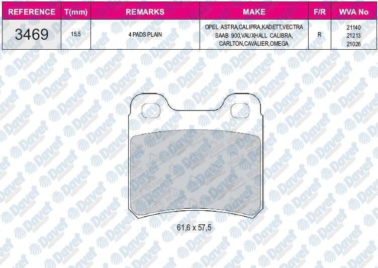 FREN BALATASI ARKA WVA 21140 OPEL CALIBRA A 06/90-07/97 VECTRA A 09/88-11/95 SAAB 900 II 07/93-02/98 2.0 I 09.1996-02.1998 2.3 -16 09.1996-02.1998