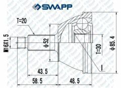AKS KAFASI DIS POLO 1.2 02>09 - FABIA 1.0 / 1.2 /1.4 /1.9 99>07   DIS FREZE:20 IC FREZE:30 CONTA CAPI:52 BOY:107 mm
