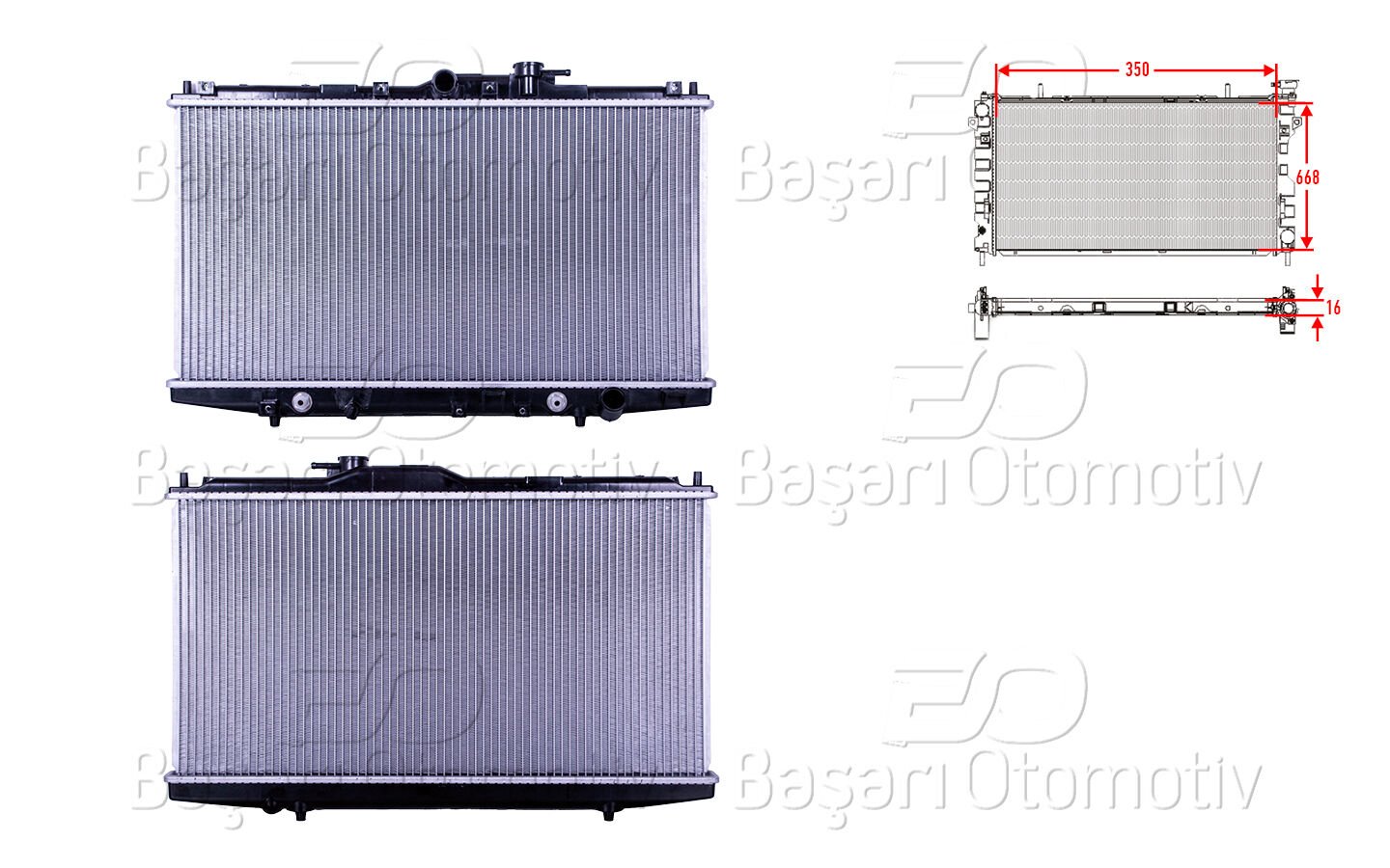 SU RADYATORU BRAZING AT 350X668X16 | HONDA ACCORD 6 (CH) 1.6-1.8-2.0-2.2 98-03 | WISCO