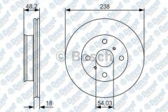 FREN DISKI ON HAVALI 238mm COROLLA 1.6IE 16V 1.3 12V 72HP-82HP 89-92