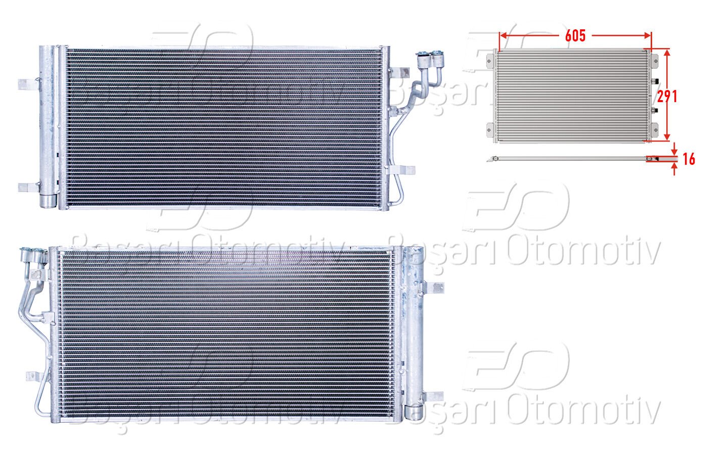 KLIMA RADYATORU 605X291X16 | HYUNDAI KONA 1.0 1.6TGDI 1.6CRDI 17 > | WISCO