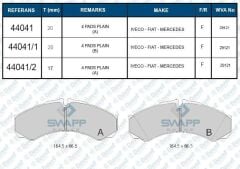 FREN BALATASI ON/ARKA FISSIZ WVA 29121 20.00MM IVECO DAILY 30 2.4D 2.5D 97-> DAILY 40C13 06->