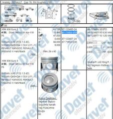 MOTOR PISTON SEGMAN 76.00MM STD RENAULT MEGANE III KANGOO NISSAN QASHQAI II JUKE K9K 628 EURO 6 13- MERCEDES OM607 X156 13- W176 12-18 W246 11-18 C117 13-19 CITAN W415 12-
