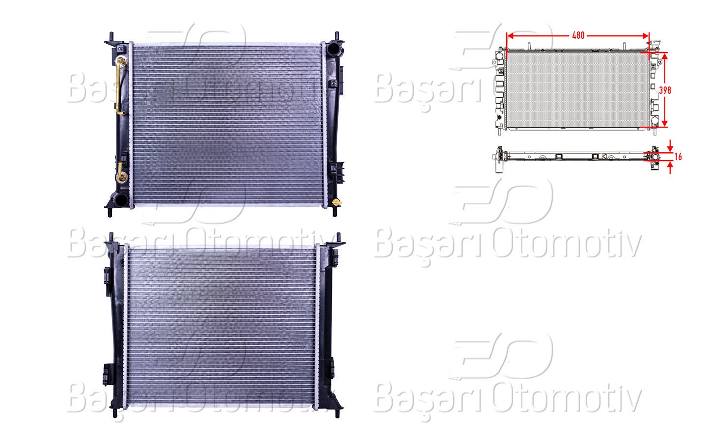 SU RADYATORU BRAZING AT 480X398X16 MM | KIA SOUL 1.6CRDI 09-13 | WISCO