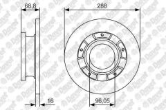 FREN DISKI ARKA DUZ 288X16X13 MM HAVA KANALLI FORD TRANSIT CUSTOM 2.2TDCI