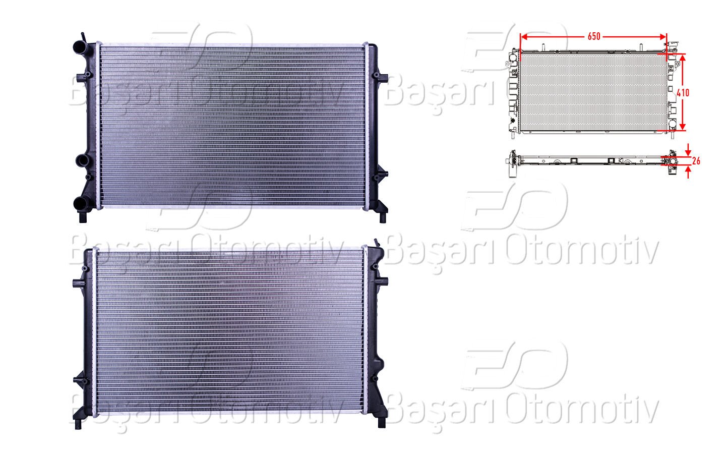 SU RADYATORU BRAZING MT 650X410X26 MM | VW JETTA4 1.6 2.0 10> | WISCO