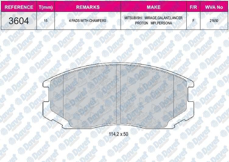 FREN BALATASI ON WVA 21650 COLT 92 > 96 GALANT 88 > 92 LANCER 88 > 92 PROTON 96>00