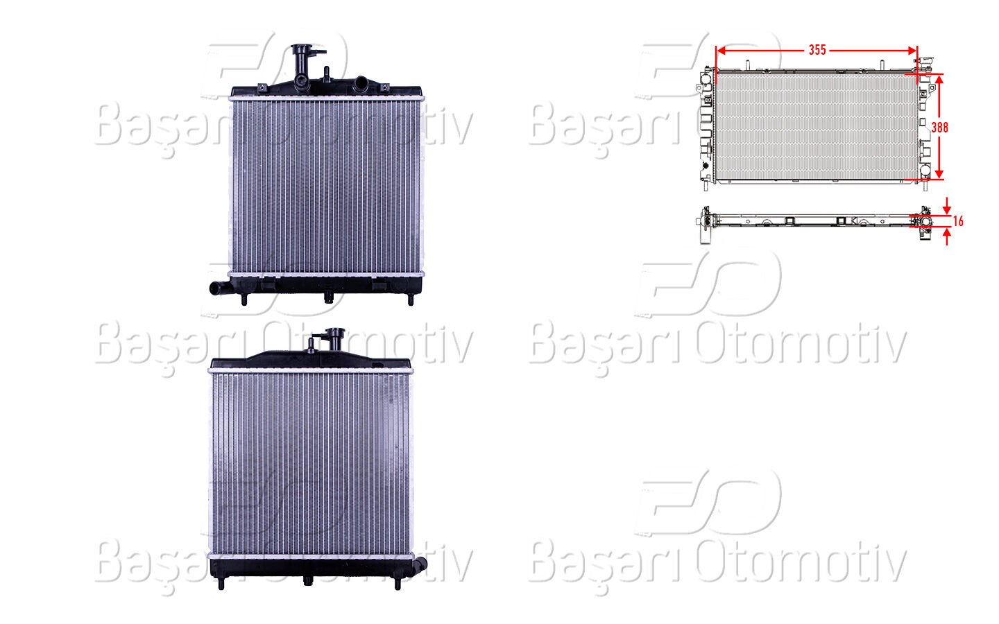SU RADYATORU BRAZING MT 355X388X16 | KIA PICANTO 1.1 BENZINLI 07-09 | WISCO