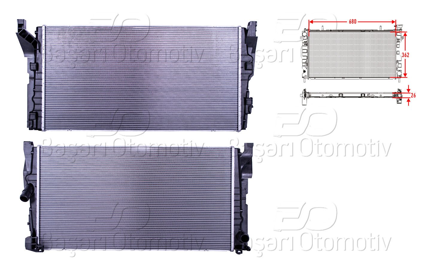 SU RADYATORU BRAZING MT 680X3624X26 | BMW 2 SERISI 216I.218I F45.F46. MINI F55.F56.F57.F60 1.5 . X1 F48 BENZIN | WISCO