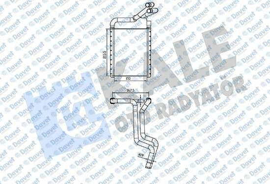 KALORIFER RADYATORU KIA RIO II 1.5CRDI 1.4-1.6 16V 05<11 BORULU BRAZING AL-AL 150X215.5X16
