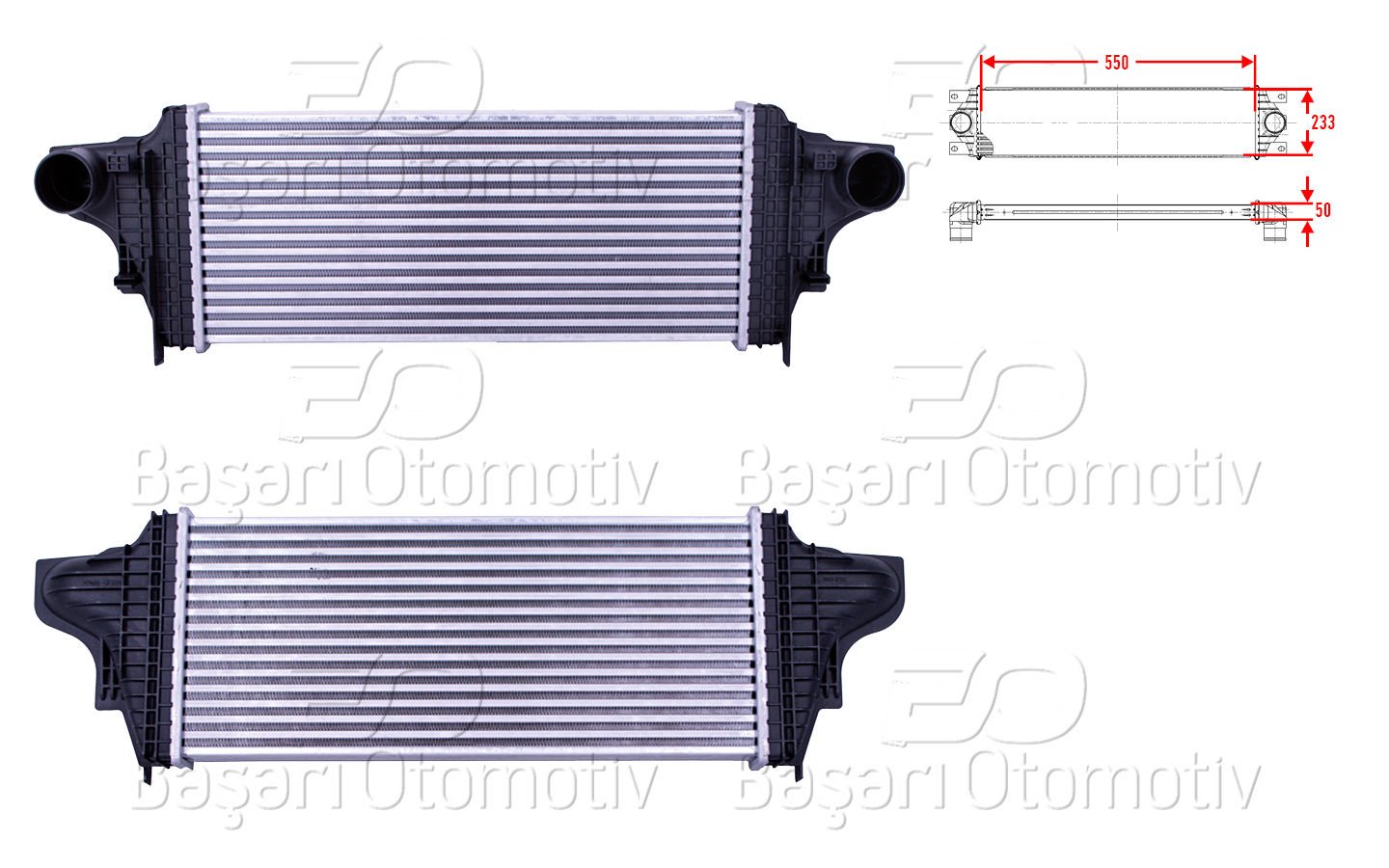 TURBO RADYATORU (INTERCOOLER) 550X233X50 | MERCEDES-BENZ GL (X164) 320 CDI 06-12 ML (W164) 320 CDI 05-11 | WISCO