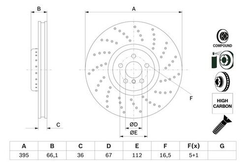 FREN DİSKİ (ÖN) -  BMW G30/G32/G11/G14/G15/X5 G05/X6 G06 ; 34106887658 ; 34116878046