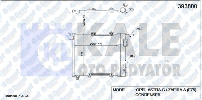 KLIMA RADYATORU ASTRA G-ZAFIRA 98-02 1.7DTI-1.7CDTI-2.0DI-2.0DTI-2.2DTI AL/AL 425X400X18 KURUTUCU ILE   ####