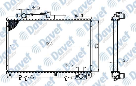 MOTOR SU RADYATORU BRAZING MITSUBISHI L200 2.5D 96>  375X598X26 MANUEL SANZUMAN