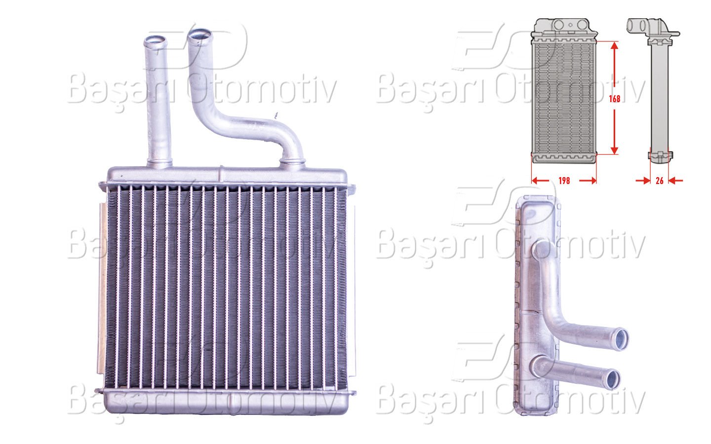 KALORIFER RADYATORU BRAZING 168X198 MM | CHEVROLET REZZO MPV (U100) 1.6 05- | WISCO
