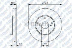 FREN DISKI ON HAVALI 273MM 5 BIJON 0986479425 TOYOTA AURIS E15 1.4D-4D 03/2007->