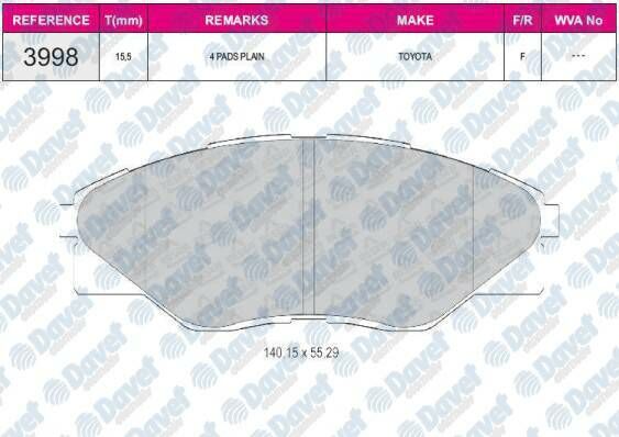 FREN BALATASI ON WVA25246 FISSIZ HI LUX 08->   ####