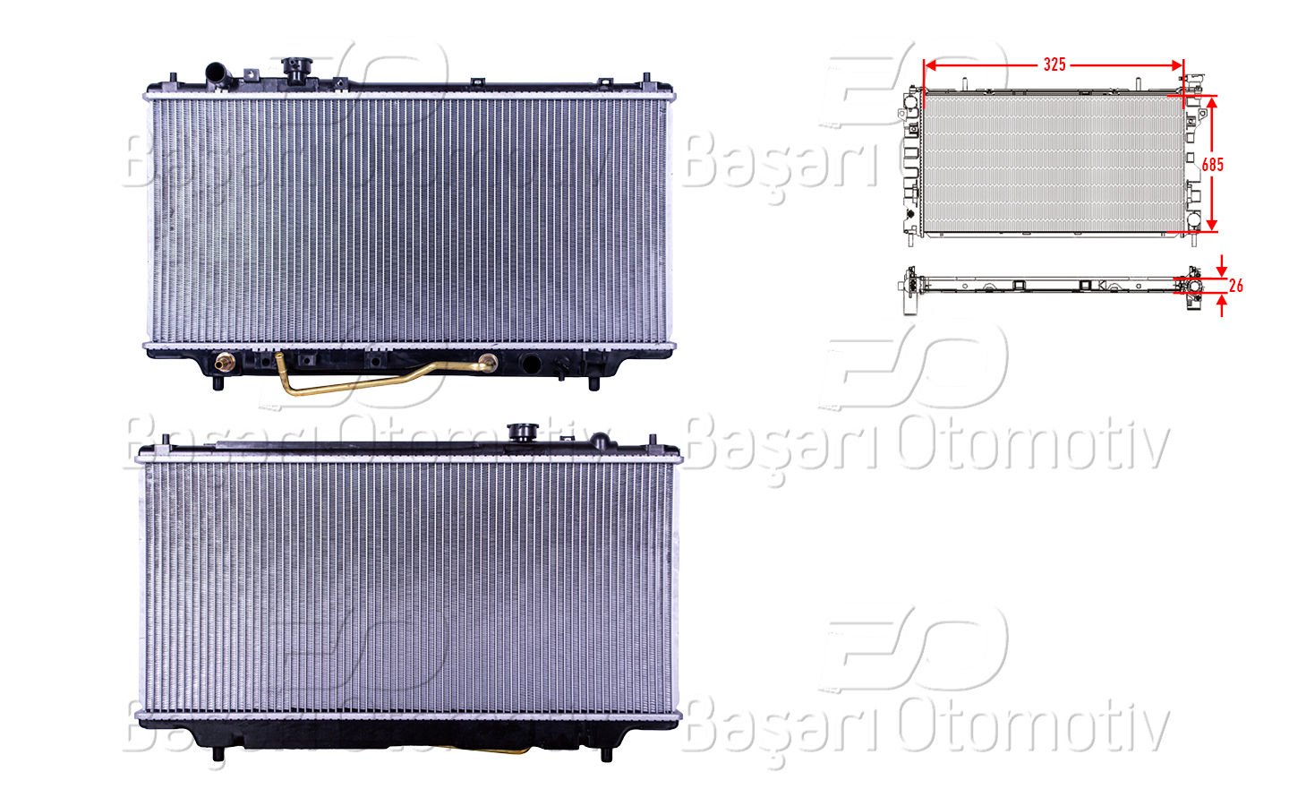 SU RADYATORU BRAZING AT 325X685X26 | MAZDA 323 1.3. 1.5. 1.8 94-98. FAMILIA. LANTIS 1.3. 1.5. 1.6 97> | WISCO