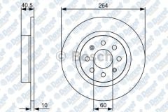 FREN DISKI ARKA 264MM FIAT PUNTO 1.4IE 16V  1.9JTD  OPEL CORSA D 07.2006->