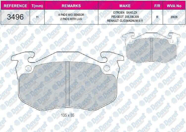 FREN BALATASI ARKA FISSIZ WVA 20635 CLIO I-II 90-98 MEGANE I 96-03 P106 II 96-> P205 83-98 P206 98-> P306 93-02 P309 I-II 85-93 SAXO 96-04  XSARA 97-05